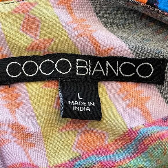 Coco Bianco Multicolor Sleeveless Asymmetrical Tunic Top or Minidress size L - Picture 8 of 10